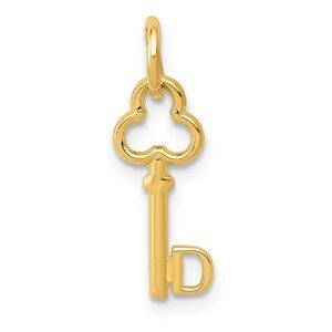 14k Yellow Gold, Hannah Collection, Mini Initial D Shamrock Key Charm
